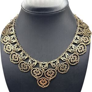 Lucky Brand Antiqued Gold Cutout Bib Necklace